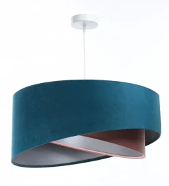 Wohnzimmerlampen|Stofflampen*BPS Koncept Hängelampe rund Ø 50 cm E27 Türkis Rosa Silber Stoffschirm