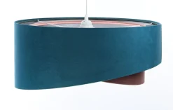 Wohnzimmerlampen|Stofflampen*BPS Koncept Hängelampe rund Ø 50 cm E27 Türkis Rosa Silber Stoffschirm