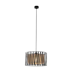 TK Lighting Hängelampe rund Ø 40 cm H: max. 165 cm Schwarz Braun< Hängelampen|Bürolampen