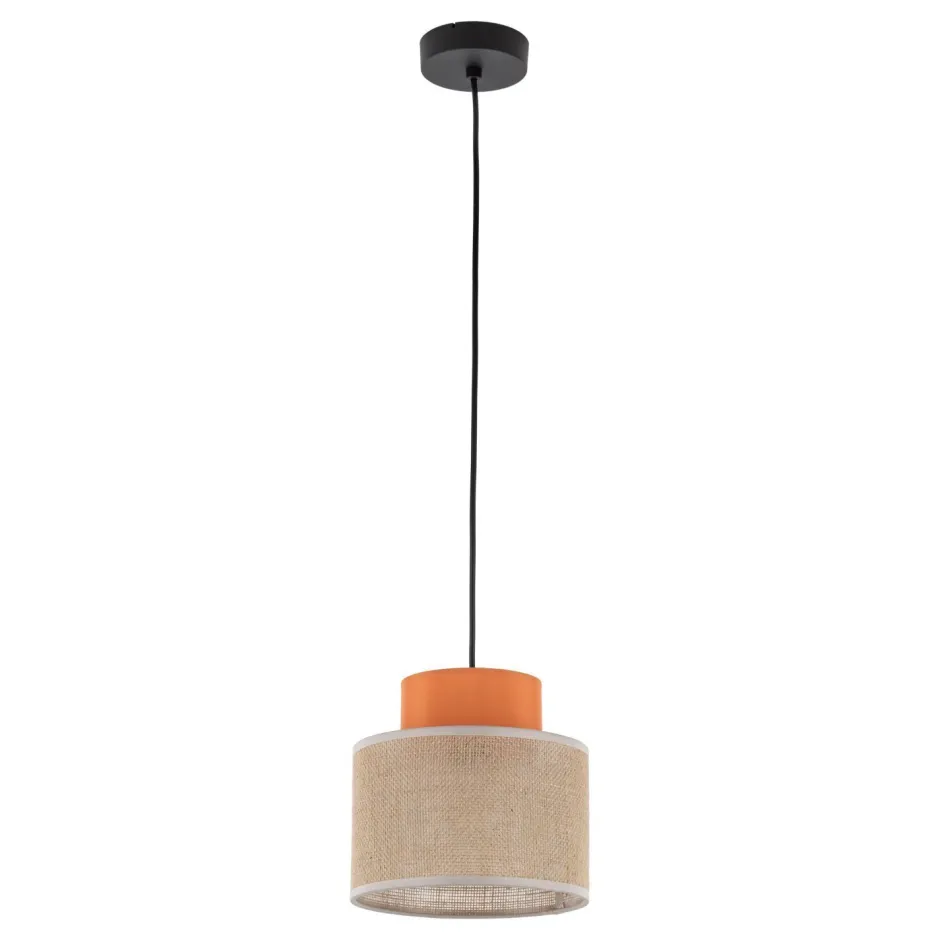 Hängelampen|Bürolampen*TK Lighting Hängelampe rund Ø 20 cm H: max. 160 cm Retro Jute Stoff E27