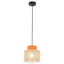 Hängelampen|Bürolampen*TK Lighting Hängelampe rund Ø 20 cm H: max. 160 cm Retro Jute Stoff E27