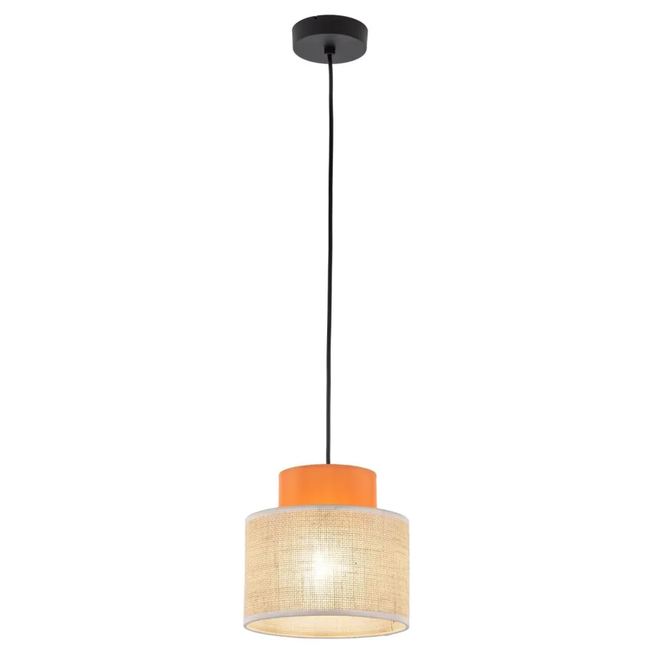 Hängelampen|Bürolampen*TK Lighting Hängelampe rund Ø 20 cm H: max. 160 cm Retro Jute Stoff E27