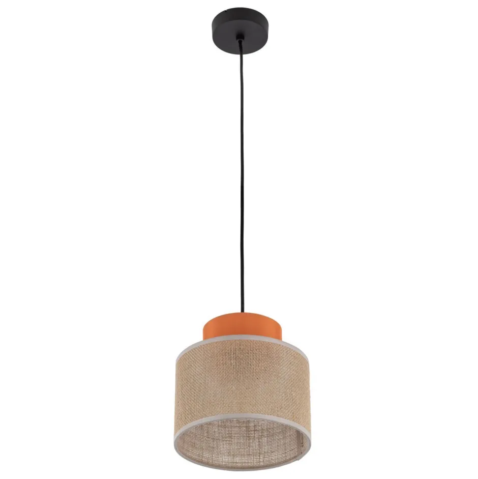 Hängelampen|Bürolampen*TK Lighting Hängelampe rund Ø 20 cm H: max. 160 cm Retro Jute Stoff E27