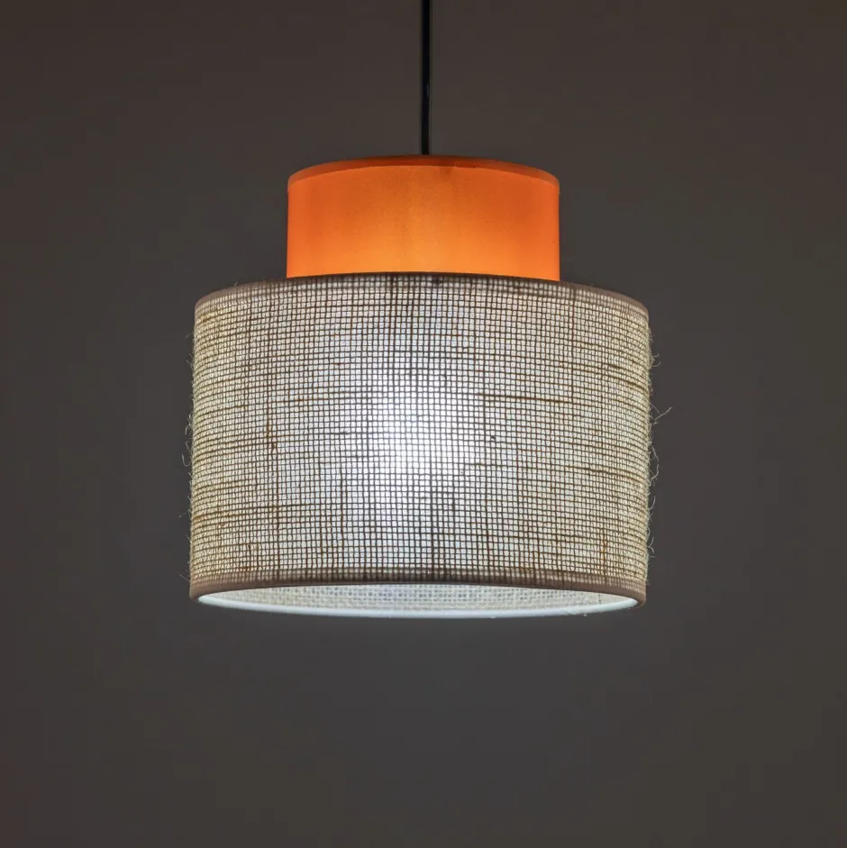Hängelampen|Bürolampen*TK Lighting Hängelampe rund Ø 20 cm H: max. 160 cm Retro Jute Stoff E27