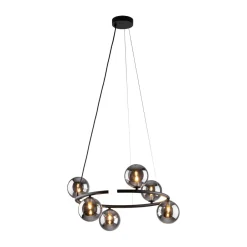 TK Lighting Hängelampe rund Ø 62 cm Metall Rauchglas 6x G9 BRENDAN< Hängelampen|Bürolampen