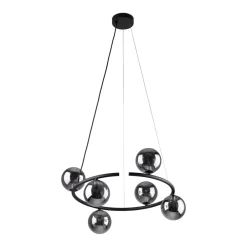 TK Lighting Hängelampe rund Ø 62 cm Metall Rauchglas 6x G9 BRENDAN< Hängelampen|Bürolampen