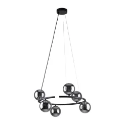 TK Lighting Hängelampe rund Ø 62 cm Metall Rauchglas 6x G9 BRENDAN< Hängelampen|Bürolampen