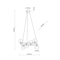 TK Lighting Hängelampe rund Ø 62 cm Metall Rauchglas 6x G9 BRENDAN< Hängelampen|Bürolampen