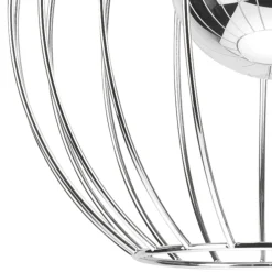 Hängelampen|Bürolampen*Lamkur Hängelampe rund Ø 24 cm Metall Draht Schwarz Chrom KARNA