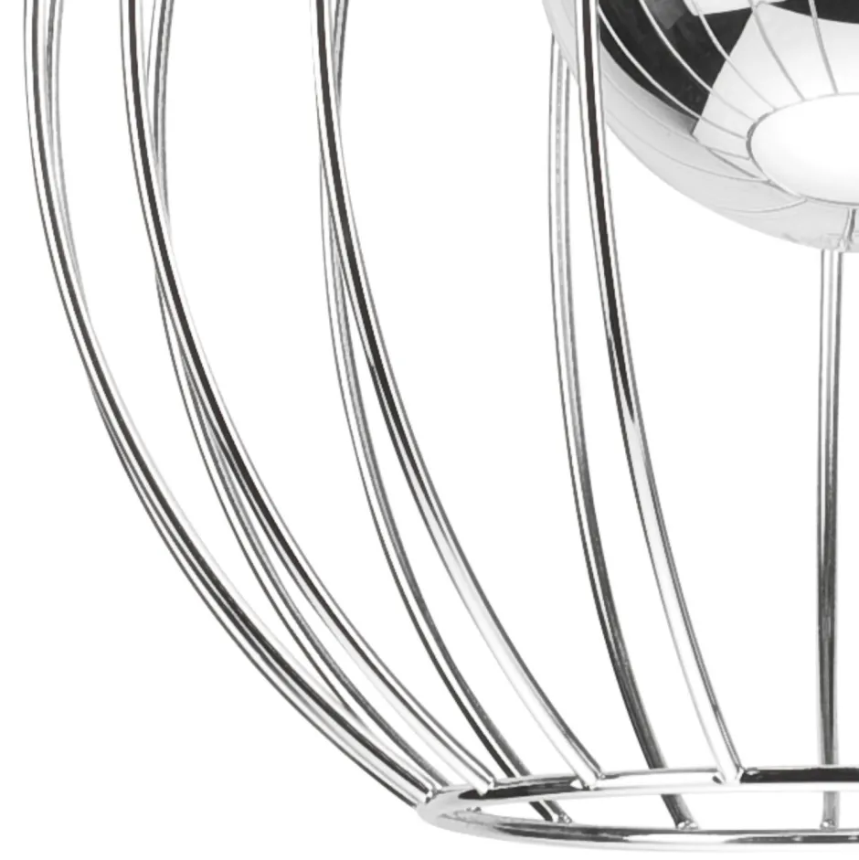 Hängelampen|Bürolampen*Lamkur Hängelampe rund Ø 24 cm Metall Draht Schwarz Chrom KARNA