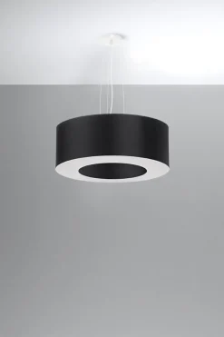 Hängelampen|Wohnzimmerlampen*Sollux Hängelampe rund Ø 50 cm Schwarz Stoff Modern SANNY
