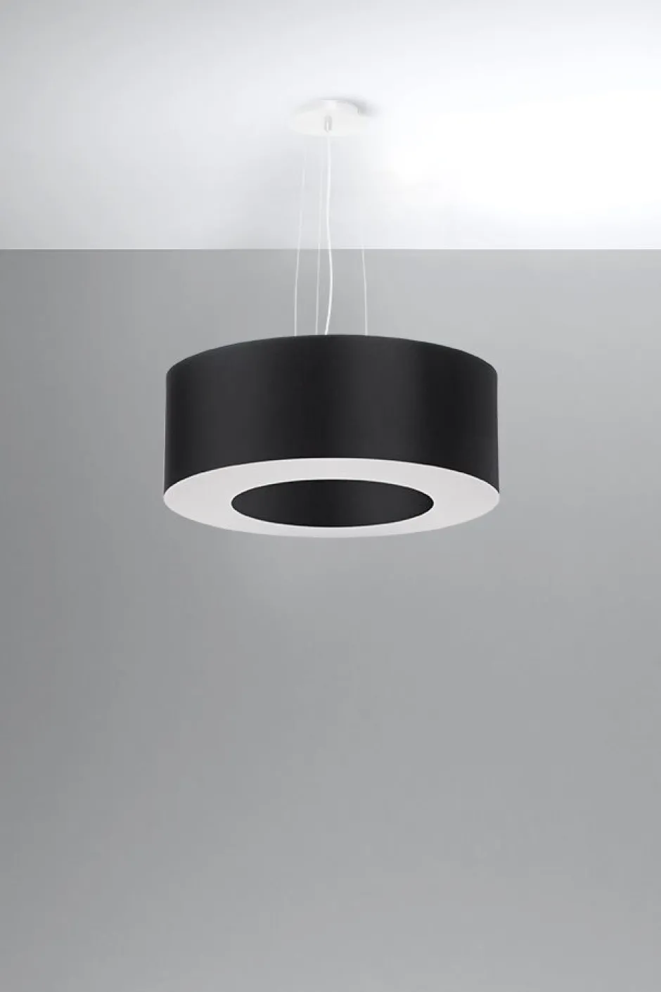 Hängelampen|Wohnzimmerlampen*Sollux Hängelampe rund Ø 50 cm Schwarz Stoff Modern SANNY
