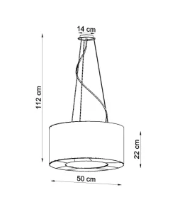 Hängelampen|Wohnzimmerlampen*Sollux Hängelampe rund Ø 50 cm Schwarz Stoff Modern SANNY