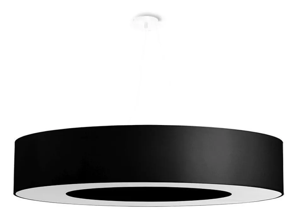 Sollux Hängelampe rund Ø 90 cm Schwarz Stoff Schirm 8x E27< Hängelampen|Wohnzimmerlampen