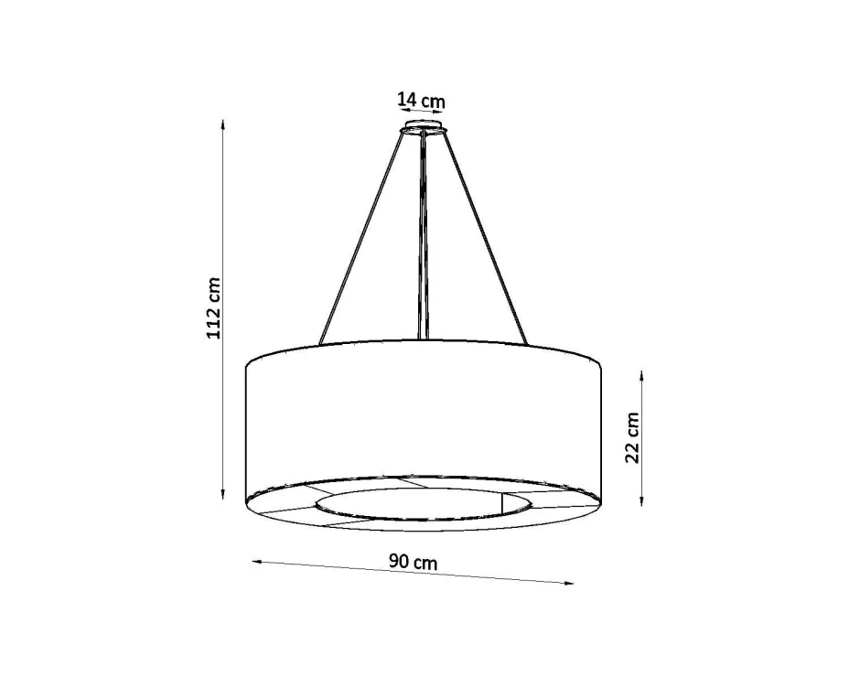 Sollux Hängelampe rund Ø 90 cm Schwarz Stoff Schirm 8x E27< Hängelampen|Wohnzimmerlampen