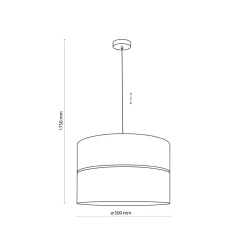 Hängelampen|Esszimmer Lampen*TK Lighting Hängelampe rund Ø 50 cm Stoff Metall E27 Schwarz Gold