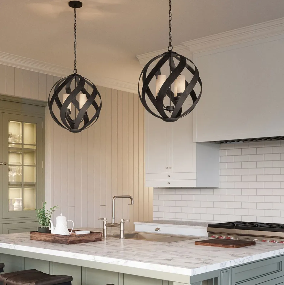 Kugellampen|Rustikale Lampen*Elstead Hängelampe rund Ø50 cm 4x E14 Outdoor Terrasse