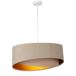 Hängelampen|Esszimmer Lampen*Easylight Hängelampe rund Beige Gold Ø50cm Esstisch Stoff
