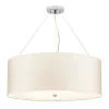 Moderne Lampen|Stofflampen*Elstead Hängelampe rund Ø66cm in Creme Chrom Stoffschirm