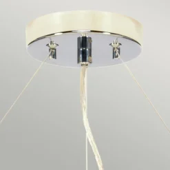 Moderne Lampen|Stofflampen*Elstead Hängelampe rund Ø66cm in Creme Chrom Stoffschirm