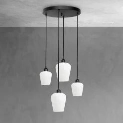 Giovanni Battista Hängelampe rund D: 49,5 cm Glas Messing Eisen Schwarz Weiß< Bürolampen|Lampen Aus Aller Welt