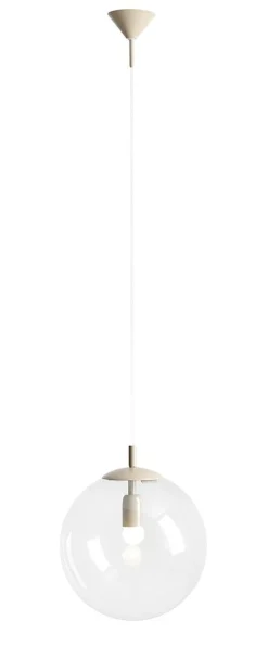 Bürolampen|Feuchtraumleuchten*ALDEX Hängelampe rund Metall Beige Glaskugel 30 cm dekorativ