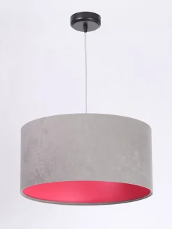 Hängelampen|Esszimmer Lampen*BPS Koncept Hängelampe Schirm Grau Pink Stoff Retro Esszimmer
