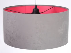 Hängelampen|Esszimmer Lampen*BPS Koncept Hängelampe Schirm Grau Pink Stoff Retro Esszimmer