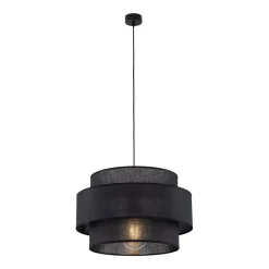 TK Lighting Hängelampe Schwarz Ø 50 cm H: max. 160 cm Stoff Metall E27< Hängelampen|Bürolampen