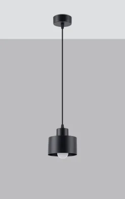 Sollux Hängelampe Schwarz Ø 12 cm klein Metall Retro E27< Hängelampen|Wohnzimmerlampen