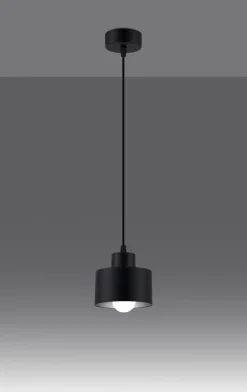 Sollux Hängelampe Schwarz Ø 12 cm klein Metall Retro E27< Hängelampen|Wohnzimmerlampen