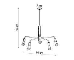 Hängelampen|Wohnzimmerlampen*Sollux Hängelampe Schwarz Ø 60 cm Retro 5-flammig E27