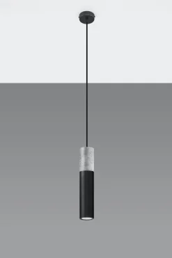 Hängelampen|Esszimmer Lampen*Sollux Hängelampe Schwarz Beton Metall Ø8cm GU10 JUNIA