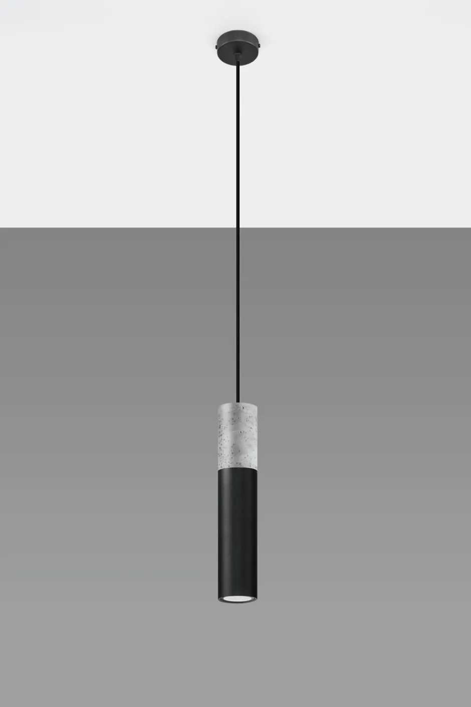 Hängelampen|Esszimmer Lampen*Sollux Hängelampe Schwarz Beton Metall Ø8cm GU10 JUNIA