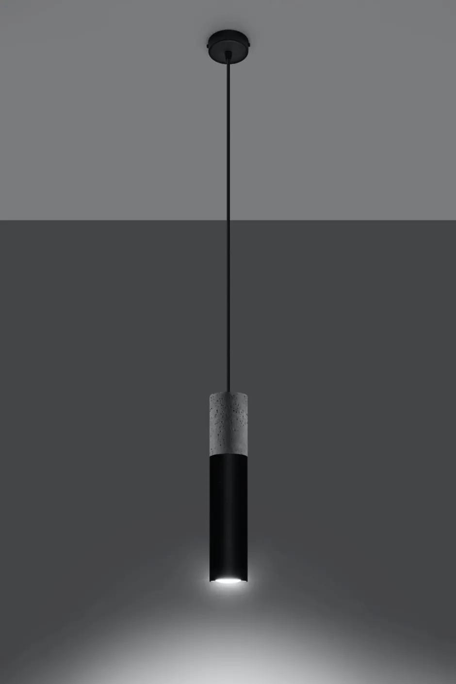 Hängelampen|Esszimmer Lampen*Sollux Hängelampe Schwarz Beton Metall Ø8cm GU10 JUNIA