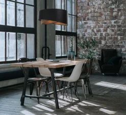 Hängelampen|Bürolampen*BPS Koncept Hängelampe Schwarz Braun Gold E27 rund D: 50 cm Latex