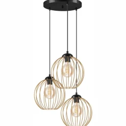 Hängelampen|Esszimmer Lampen*Lamkur Hängelampe Schwarz Braungold Ø 50 cm Metall cm verstellbar