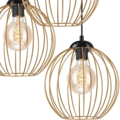 Hängelampen|Esszimmer Lampen*Lamkur Hängelampe Schwarz Braungold Ø 50 cm Metall cm verstellbar