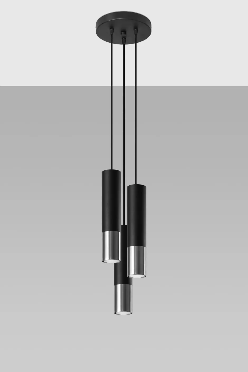 Sollux Hängelampe Schwarz Chrom 3-flammig verstellbar GU10< Hängelampen|Esszimmer Lampen