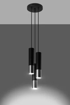 Sollux Hängelampe Schwarz Chrom 3-flammig verstellbar GU10< Hängelampen|Esszimmer Lampen