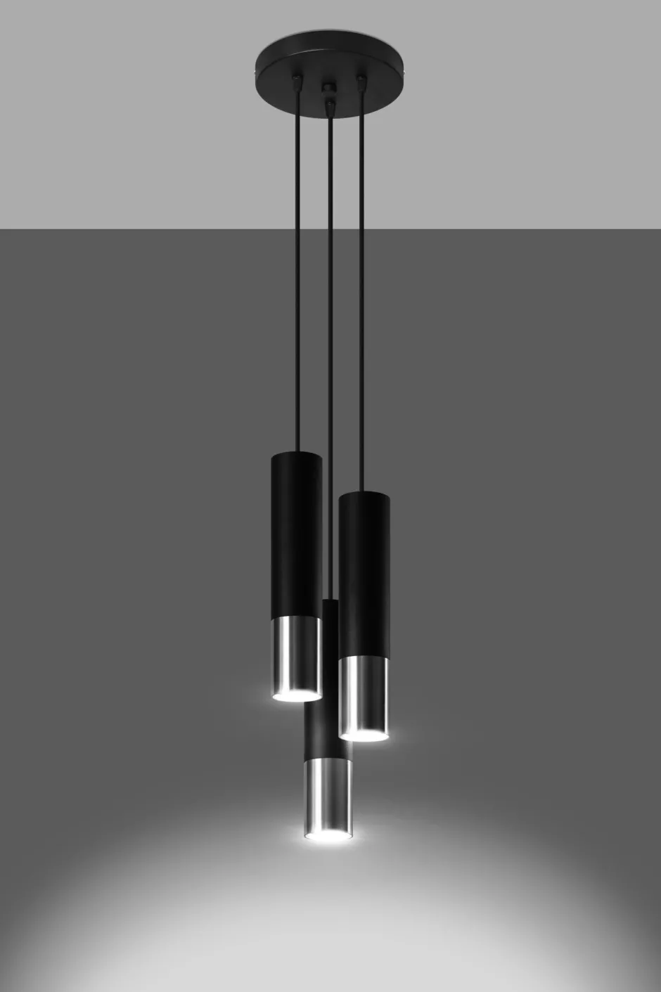 Sollux Hängelampe Schwarz Chrom 3-flammig verstellbar GU10< Hängelampen|Esszimmer Lampen