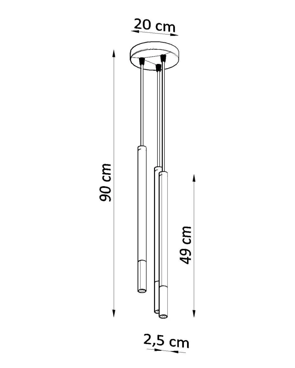 Moderne Lampen|Wohnzimmerlampen*Sollux Hängelampe Schwarz Chrom 3-flammig Metall verstellbar