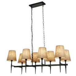 Hängelampen|Bürolampen*Searchlight Hängelampe Schwarz Creme B: 91 cm 8x E14 Stoff Metall