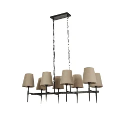 Hängelampen|Bürolampen*Searchlight Hängelampe Schwarz Creme B: 91 cm 8x E14 Stoff Metall