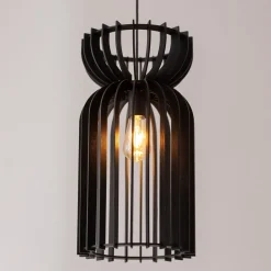 Nowodvorski Hängelampe Schwarz E27 Holz höhenverstellbar wohnlich< Bürolampen|Lampen Aus Aller Welt