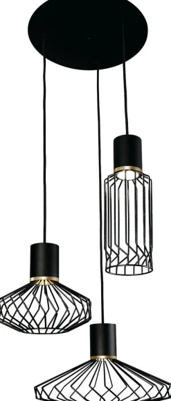 Nowodvorski Hängelampe Schwarz Echt-Messing 3-flmg 35W NOELIA< Hängelampen|Esszimmer Lampen