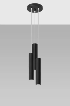 Hängelampen|Esszimmer Lampen*Sollux Hängelampe Schwarz 3-flammig Ø 20 cm Metall GU10