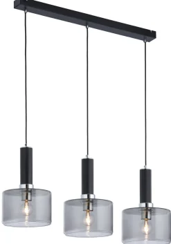 Hängelampen|Moderne Lampen*Jupiter Hängelampe Schwarz Glas in Rauchgrau E27 Modern