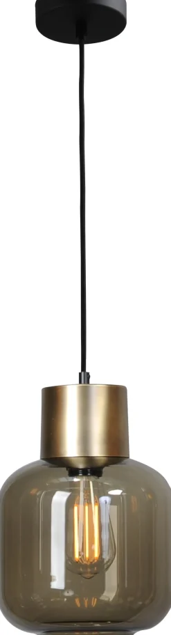 Glaslampen|Wohnzimmerlampen*Masterlight Hängelampe Schwarz Gold Ø 20 cm Glas Metall Esstisch