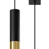 Sollux Hängelampe Schwarz Gold Ø 6 cm schmal GU10 Metall< Hängelampen|Esszimmer Lampen